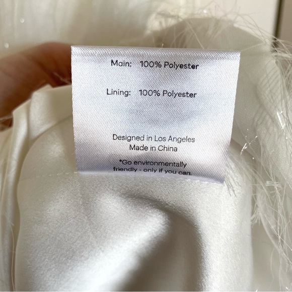 NWT Fame & Partners White Sheath Dress w/ Sparkly Eyelash Chiffon Fringe Size 8 - Picture 13 of 15